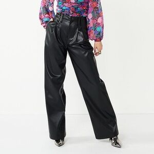 SO Black Wide-Leg Faux Leather Pants
